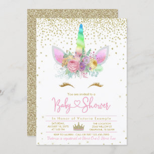 Invitation Baby shower Rainbow Unicorn