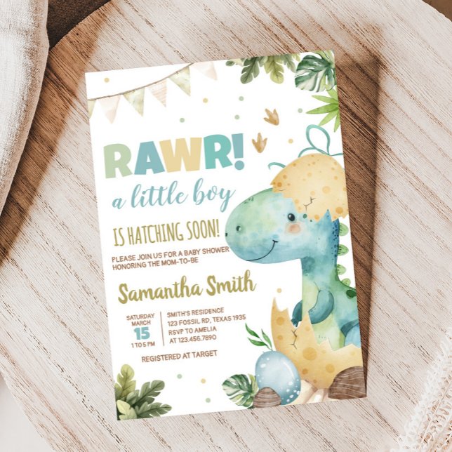 Invitation Baby shower Rawr Dino (Rawr A Little Boy Dino Baby Shower Invitation)