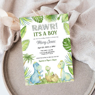 Invitation Baby shower Rawr Dinosaur