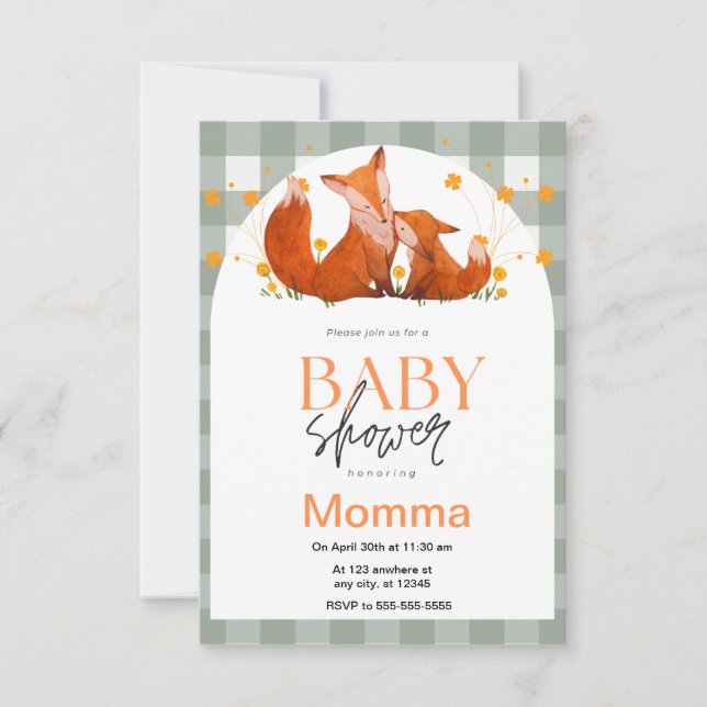 Invitation Baby shower Red Fox (Devant)