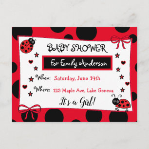 Invitation Baby shower Red Ladybug