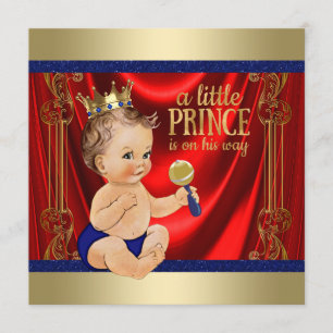 Invitation Baby shower Red Royal Blue Gold