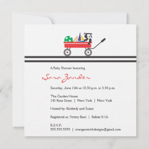 Invitation Baby shower Red Wagon