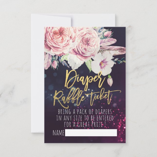 Invitation Baby shower Refus de chaudière Billet Boho Floral  (Devant)
