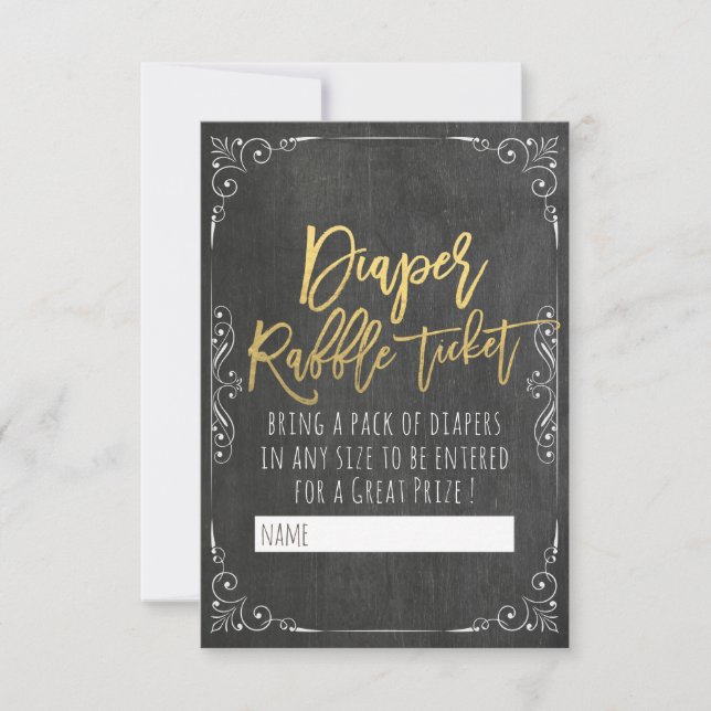 Invitation Baby shower Refus de couches Billet Floral Chalkbo (Devant)