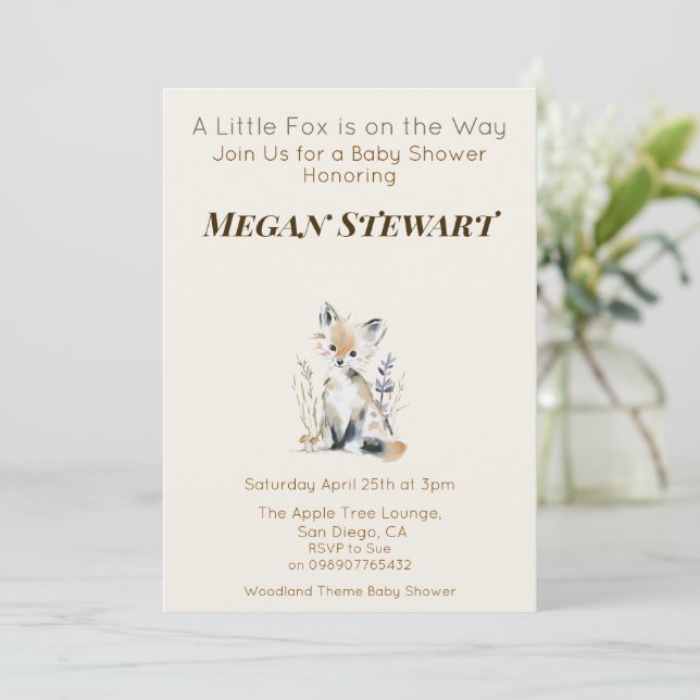 Invitation Baby Shower Renard des Bois (Debout devant)