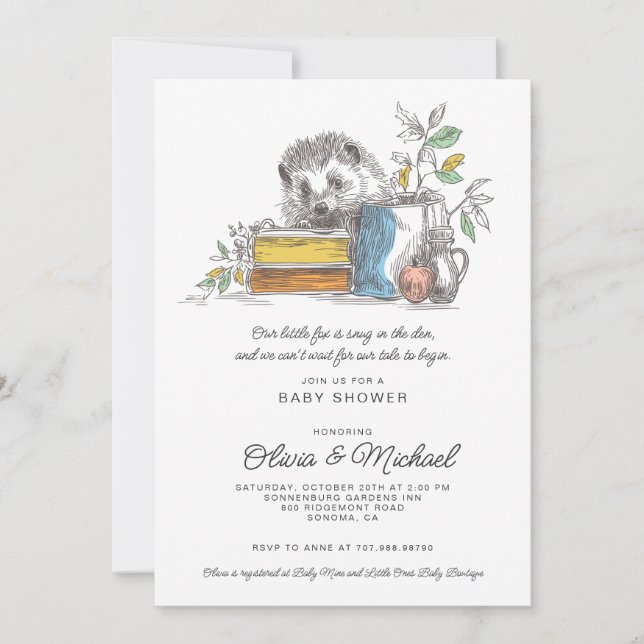 Invitation Baby Shower Renard Mignon (Devant)