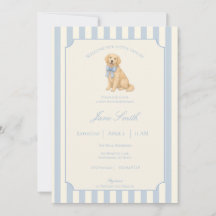 Baby Shower Retriever Golden à rayures bleues