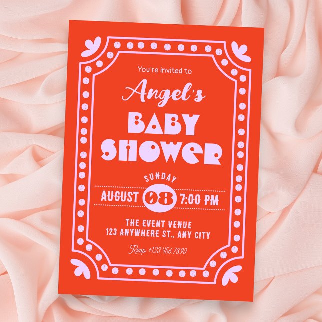 Invitation Baby shower rétro amusant (Créateur téléchargé)