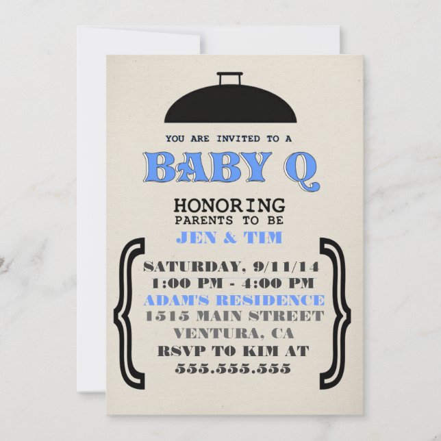 Invitation Baby shower Retro BaBy Q (Devant)
