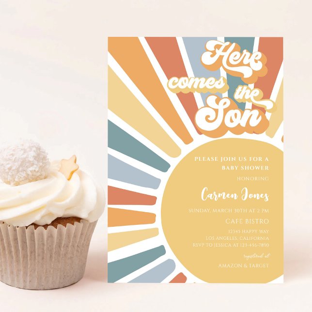 Invitation Baby Shower Rétro Boho Soleil (Créateur téléchargé)