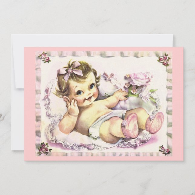 Invitation Baby shower rétro des années 1950 (Devant)