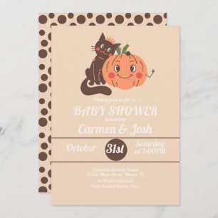 Invitation Baby shower rétro du Citrouille Vintage Halloween