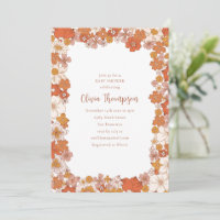 Baby Shower Rétro Groovy 70 Floral Orange