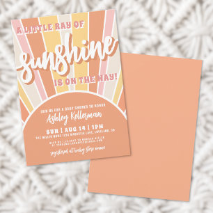Invitation Baby Shower Rétro Groovy Ensoleillé