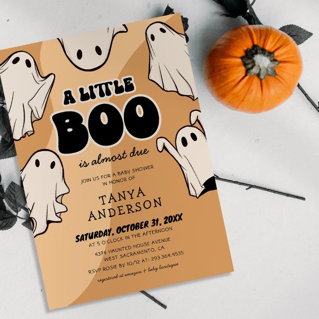 Invitation Baby shower Rétro Halloween Little Boo (Créateur téléchargé)