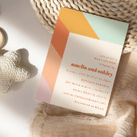 Baby shower Retro Mint Orange Boho Stripes Couples