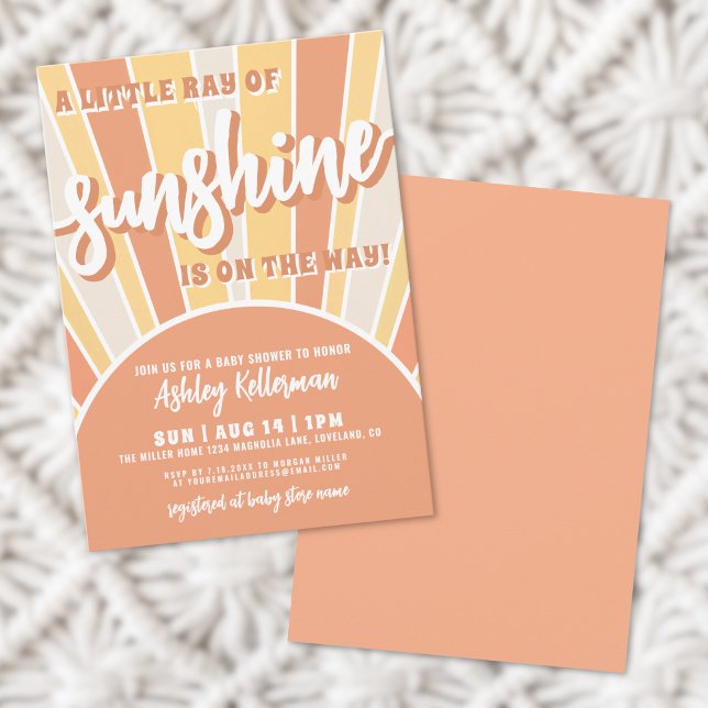 Invitation Baby Shower Rétro Soleil Bébé (Sunshine Retro Sun Baby Shower Invitation)