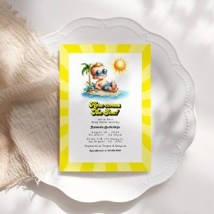 Invitation Baby shower Retro Sunny Beach "Voici le fils"