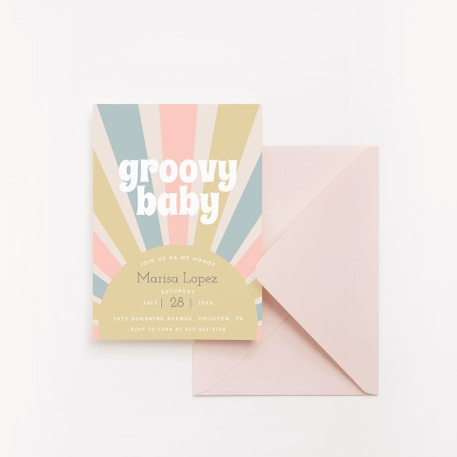 Invitation Baby shower rétro super Hippie bébé (Créateur téléchargé)