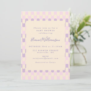 Invitation Baby shower rétro Super rose et pourpre