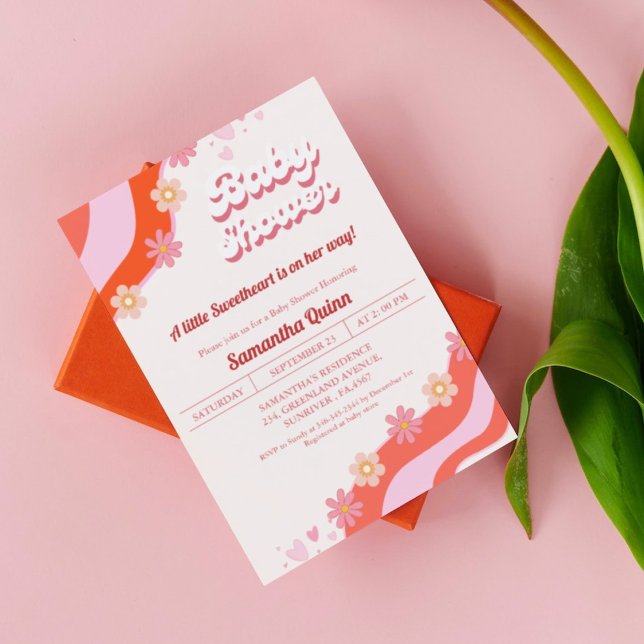 Invitation Baby shower rétro Super Valentine Sweetheart (Créateur téléchargé)