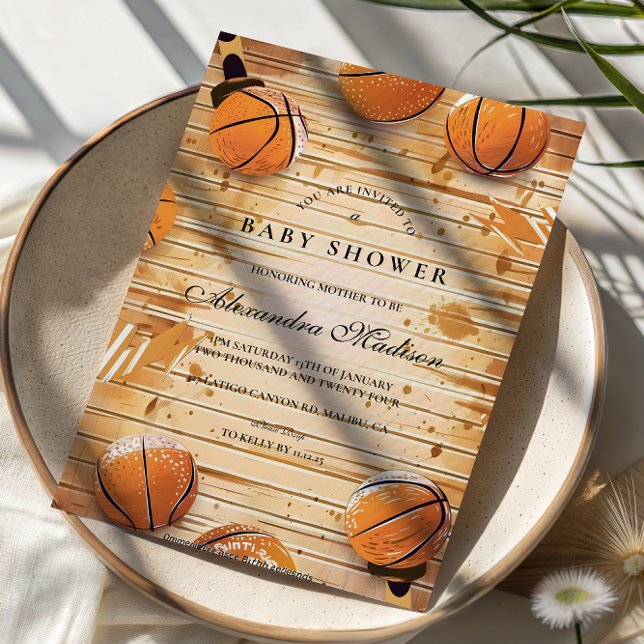 Invitation Baby-Shower Rétro sur le Basket-Ball (Créateur téléchargé)