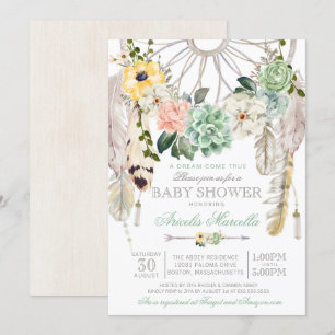 Invitation Baby shower rêveur de Boho de receveur de