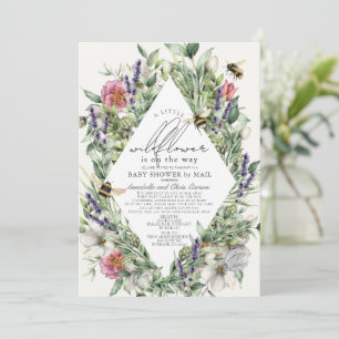 Invitation Baby shower Rhombus fleur sauvage par courrier