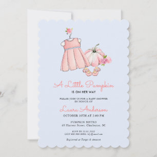 Invitation Baby shower Robe Rose et Bleu jolie fille