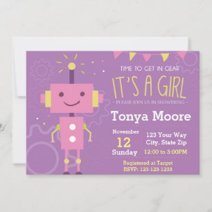 Invitation Baby shower Robot Rose