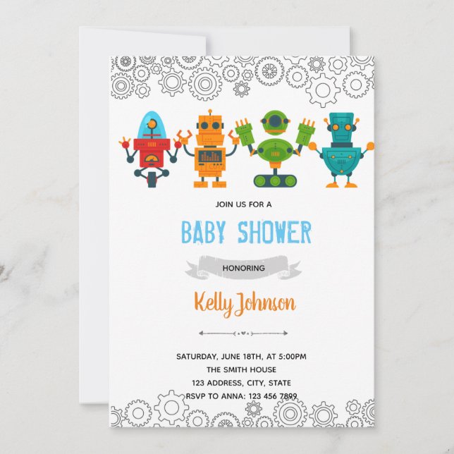 Invitation baby shower robotique (Devant)