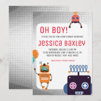 Baby shower robotique rétro
