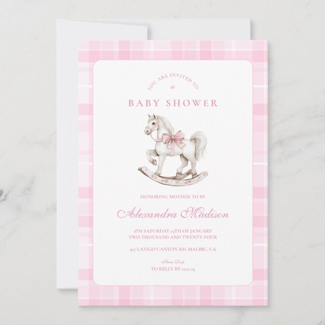 Invitation Baby shower rocheux Plaid (Devant)