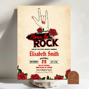 Invitation Baby Shower Rock n Roll Vintage Né Pour Rouler