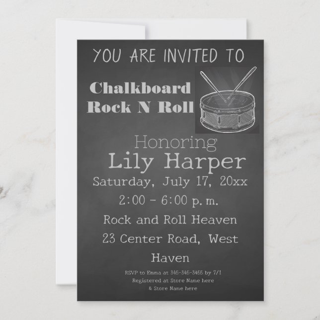Invitation Baby shower Rock Star (Devant)