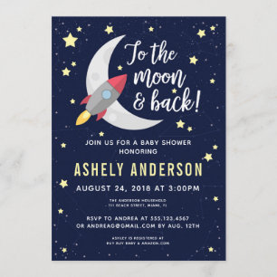 Invitation Baby shower Rocket To the Moon