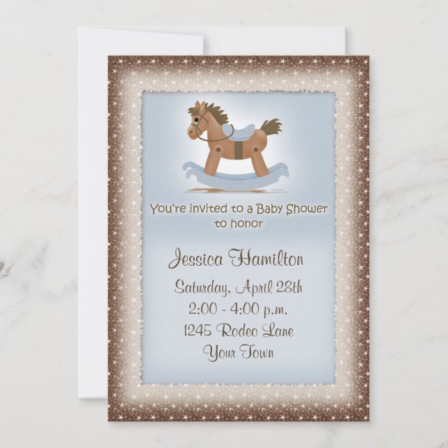 Invitation Baby shower Rocking Horse (Devant)