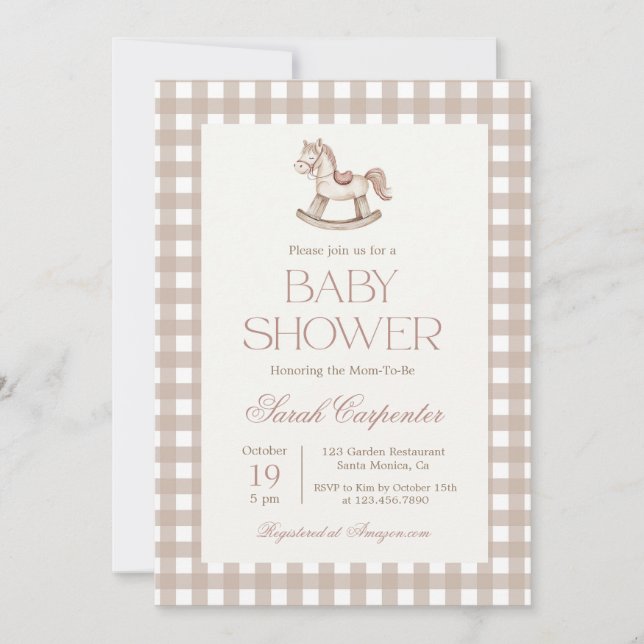 Invitation Baby shower Rocking Horse (Devant)