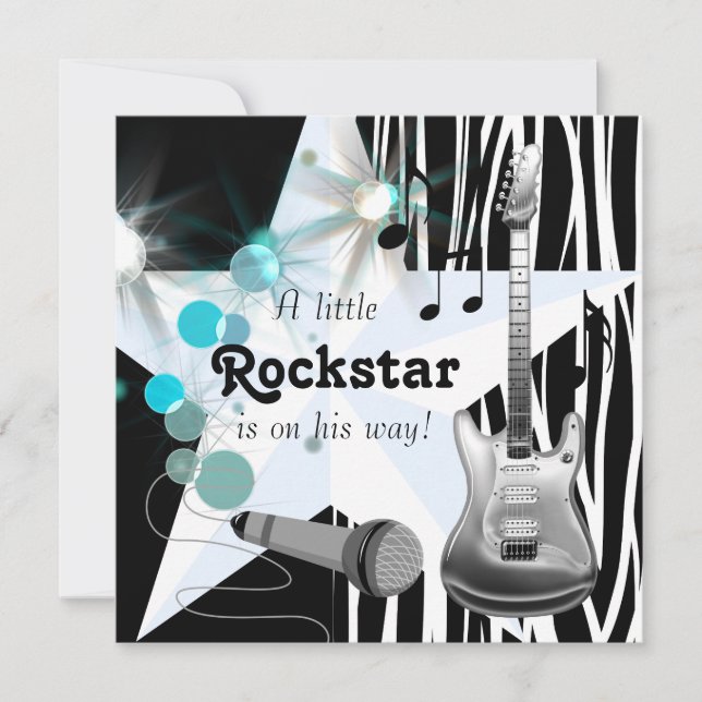 Invitation Baby Shower Rockstar Garçon (Devant)