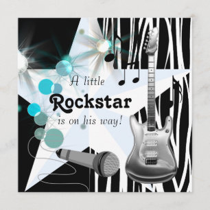 Invitation Baby Shower Rockstar Garçon