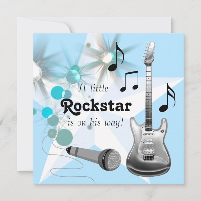 Invitation Baby Shower Rockstar Garçon (Devant)