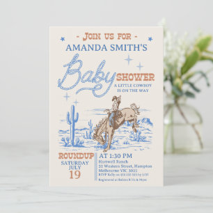 Invitation Baby shower Rodéo Brown vintage