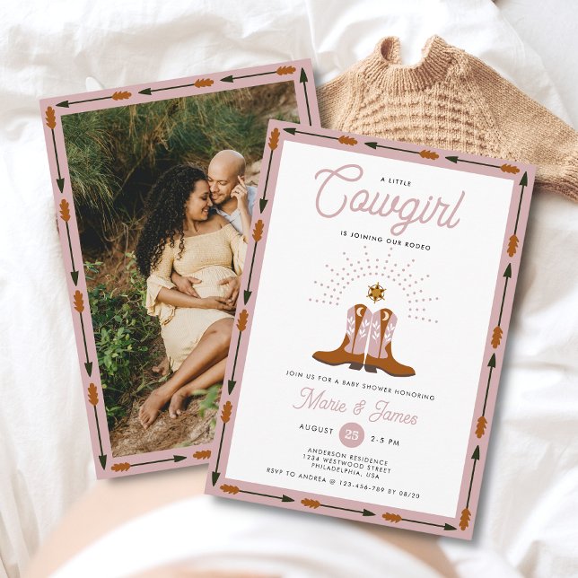 Invitation Baby shower rodéo de la petite fille rose de l'Oue (Créateur téléchargé)