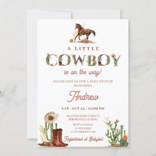 Invitation Baby shower Rodeo Western Cowboy personnel