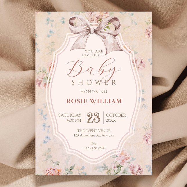 Invitation Baby shower romantique vintage (Créateur téléchargé)