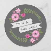 Baby shower rond floral rose de guirlande et de