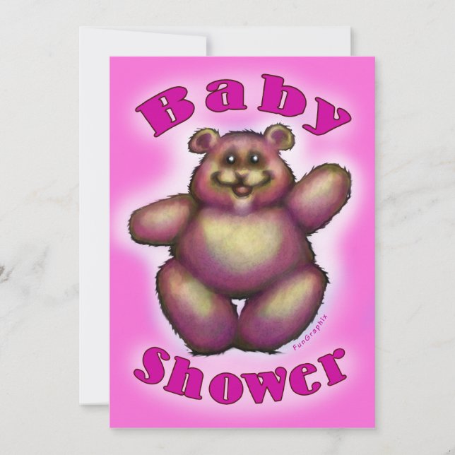 Invitation Baby shower rose (Devant)