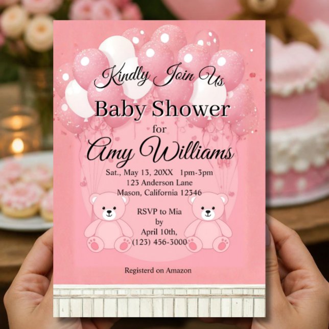 Invitation Baby shower Rose (Créateur téléchargé)