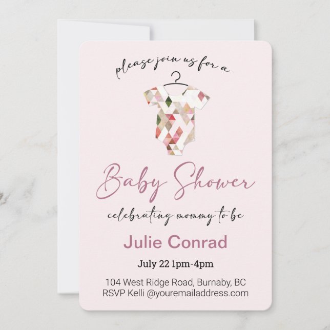 Invitation Baby shower rose (Devant)